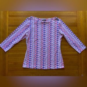 J. Mclaughlin Catalina Cloth Tee Womens Small Boat Neck 3/4 Sleeves